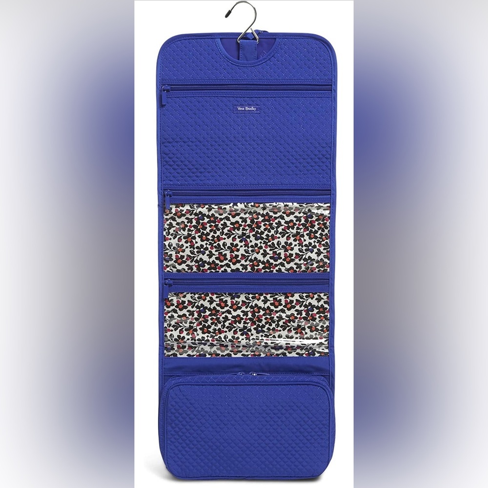 Vera Bradley Microfiber "Gage Blue" Hanging Cosmetic Organizer; NWT
